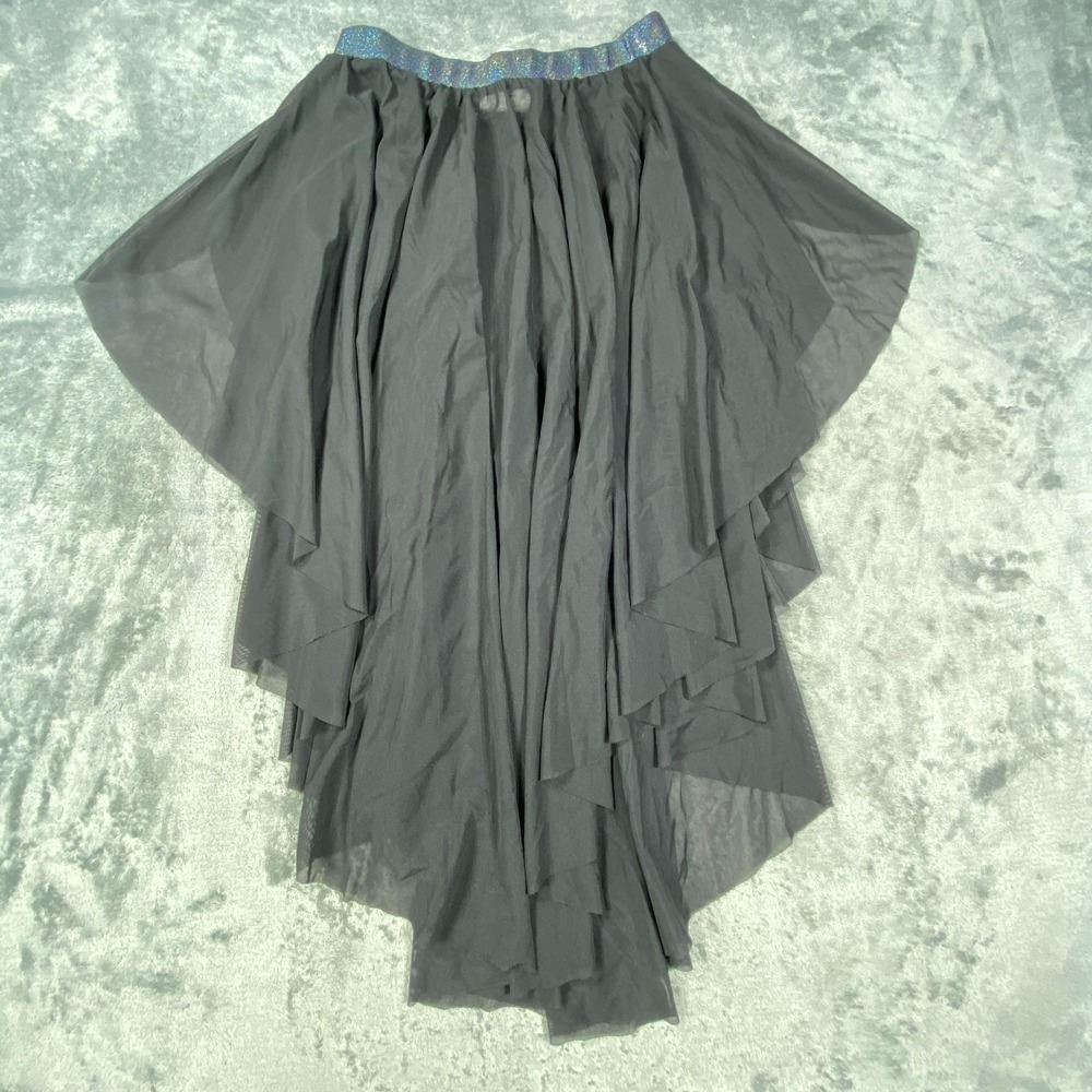 VTG Black Layered Tulle Skirt Small HiLo Gothic Balletcore Mesh Whimsical Fairy - Picture 3 of 7
